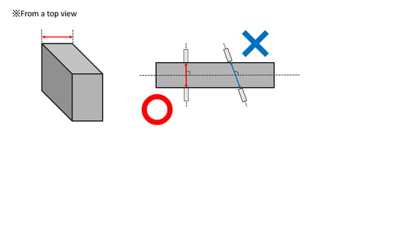 How to measure correctly with caliper from a top view